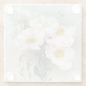 Witte Bloemen Paul de Longpre  Bloemen Glazen Onderzetter (Achterkant)