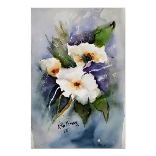 Witte Bloemen Perfect Poster (Voorkant)