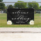 Witte Bloemen Pioenkalligrafie Welkom op onze brui Spandoek (Insitu)