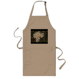 Witte bloemen, Plumeria, op Apron Lang Schort