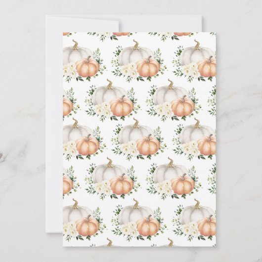 Witte Bloemen Pompoen Thanksgiving Diner Kaart (Achterkant)