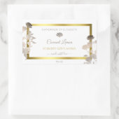 Witte Bloemen Product Verpakkingsetiketten Goud Li Rechthoekige Sticker (Tas)