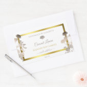 Witte Bloemen Product Verpakkingsetiketten Goud Li Rechthoekige Sticker (Envelop)