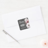 Witte Bloemen Proost op 100ste verjaardag Vierkante Sticker (Envelop)