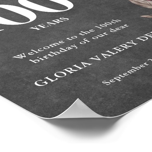 Witte Bloemen Proost op 100ste verjaardag Welkom Poster (Hoek)