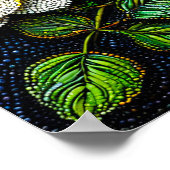 Witte bloemen punt kunst minimale pointillisme dec poster (Hoek)