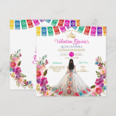 Witte bloemen Quinceañera 15 Anos Verjaardag Kaart (Voorkant / Achterkant)