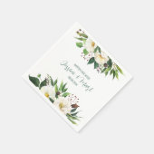 Witte bloemen rand huwelijksontwerp servet (Hoek)