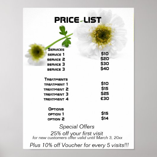 Witte bloemen Reiki-lijst van onzen Poster (Voorkant)