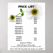 Witte bloemen  Reiki zen prijstlijst Poster (Voorkant)