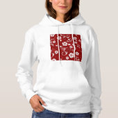 Witte bloemen rode achtergrond hoodie (Voorkant)