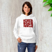 Witte bloemen rode achtergrond hoodie