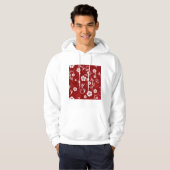 Witte bloemen rode achtergrond hoodie (Voorkant volledig)