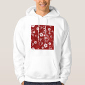Witte bloemen rode achtergrond hoodie (Voorkant)