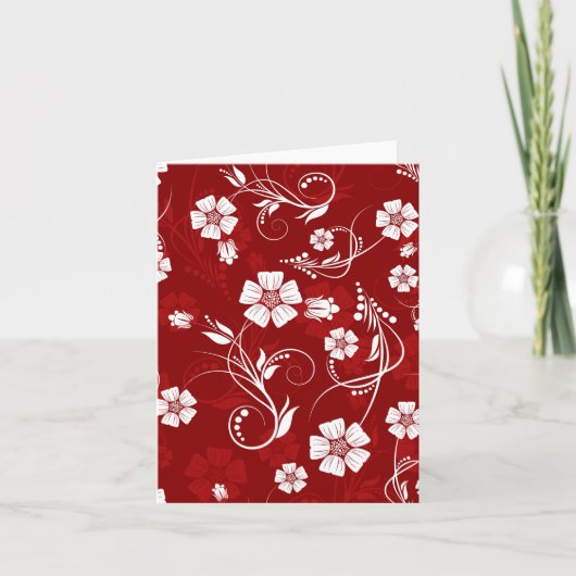 Witte bloemen rode achtergrond kaart (Voorkant)
