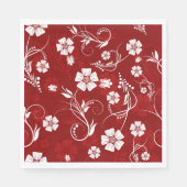 Witte bloemen rode achtergrond servet (Voorkant)