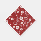 Witte bloemen rode achtergrond servet (Hoek)