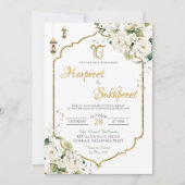 Witte Bloemen Roka Hindoe huwelijksceremonie Kaart (Voorkant)