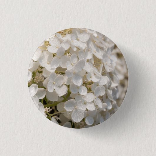 Witte bloemen ronde button 3,2 cm (Voorkant)
