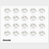 Witte bloemen ronde sticker (Vel)