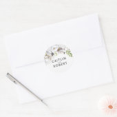 Witte bloemen ronde sticker (Envelop)