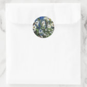 Witte bloemen ronde sticker (Tas)