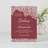 Witte bloemen rood Annaprashan Kaart (Staand voorkant)