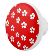 Witte bloemen rood keramische knop (Rechts)