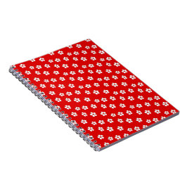Witte bloemen rood notitieboek