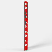 Witte bloemen rood samsung galaxy hoesje (Rechterkant)