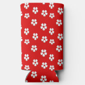 Witte bloemen rood seltzer blikjeskoeler (Achterkant)