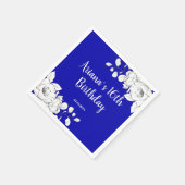 Witte Bloemen Royal Blue Verjaardag Servet (Hoek)