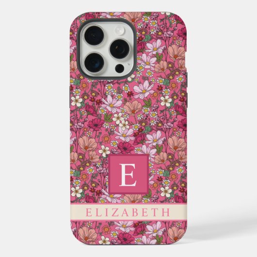  witte bloemen roze bloemig iPhone hoesje (Achterkant)