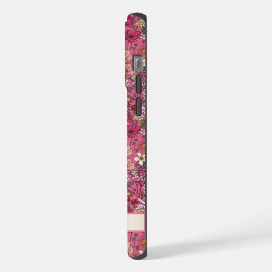 witte bloemen roze bloemig iPhone hoesje (Linkerkant)