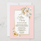 Witte Bloemen Roze Huwelijk Na Feest Kaart (Voorkant)