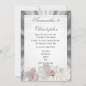 Witte bloemen roze roze roze roos op een zilvergri kaart (Voorkant)