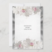 Witte bloemen roze roze roze roos op een zilvergri kaart (Achterkant)