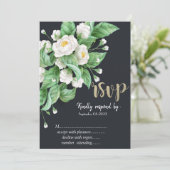 Witte Bloemen RSVP Kaart (Staand voorkant)