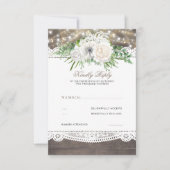 Witte Bloemen Rustieke Chique Bruiloft RSVP (Voorkant)