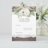 Witte Bloemen Rustieke Chique Bruiloft RSVP (Staand voorkant)