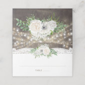 Witte Bloemen Rustieke Country String Lights Bruil Plaatskaartje (Buitenkant ongevouwen)
