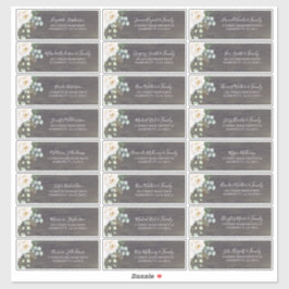 Witte Bloemen Rustieke Gast Namen Adresetiketten Sticker