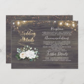 Witte Bloemen Rustieke Land Bruiloft Informatie Informatiekaartje (Voorkant / Achterkant)