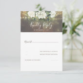 Witte Bloemen Rustieke Land Bruiloft RSVP Kaartje (Staand voorkant)