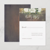 Witte Bloemen Rustieke Land Bruiloft RSVP Kaartje (Voorkant / Achterkant)