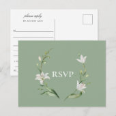 Witte Bloemen Sage Groene Bruiloft RSVP Song Aanvr Uitnodiging Briefkaart (Voorkant / Achterkant)