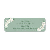 Witte Bloemen Salie Groen Gouden Lijst Wolken Patr Etiket (Voorkant)