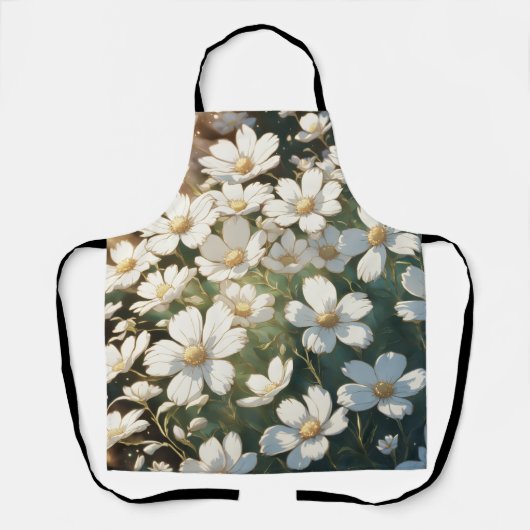 Witte bloemen schort (Voorkant)