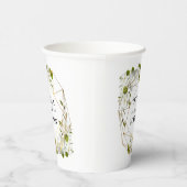 Witte Bloemen Script Trouw Papier Bekers (Rechts)