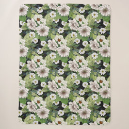 Witte Bloemen Sherpa Dekbed Deken